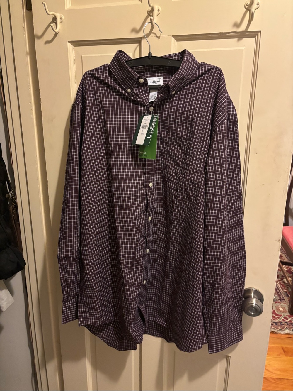 Men's Wrinkle-Free Kennebunk Sport Shirt, Traditional Fit Check Large Eggplant